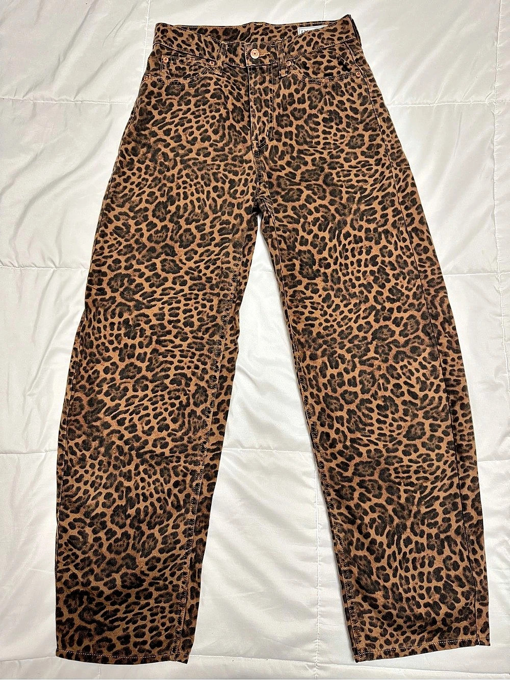 Gap Barrel High Rise Jeans Leopard Print Barrel Jeans Waist 25 Like New